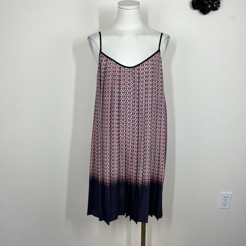 Corey Lynn Calter Dress Womens 6 Multicolor Geometric Pleated Slip Swing Boho